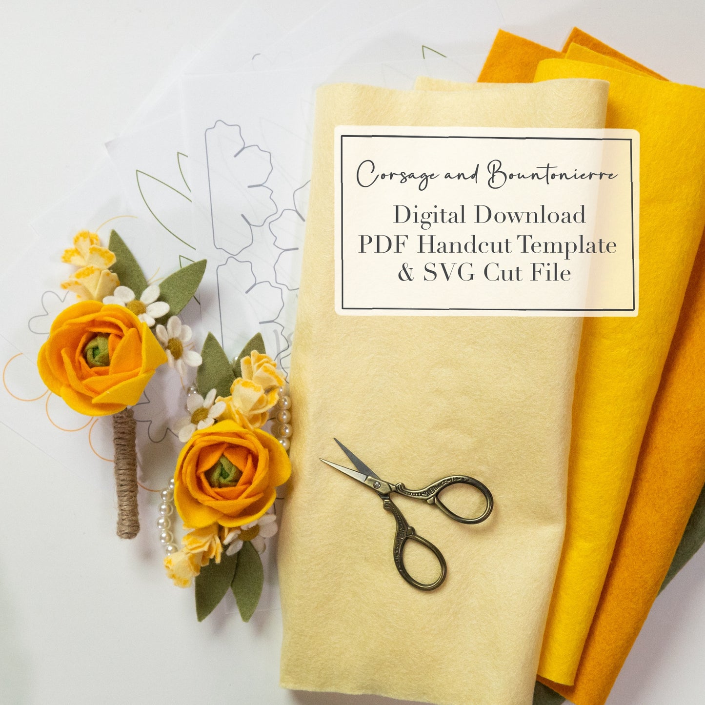 Corsage and Boutonnière PDF and SVG Digital Download