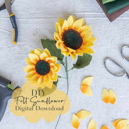 Sunflower and Bud PDF and SVG Digital Download Kit