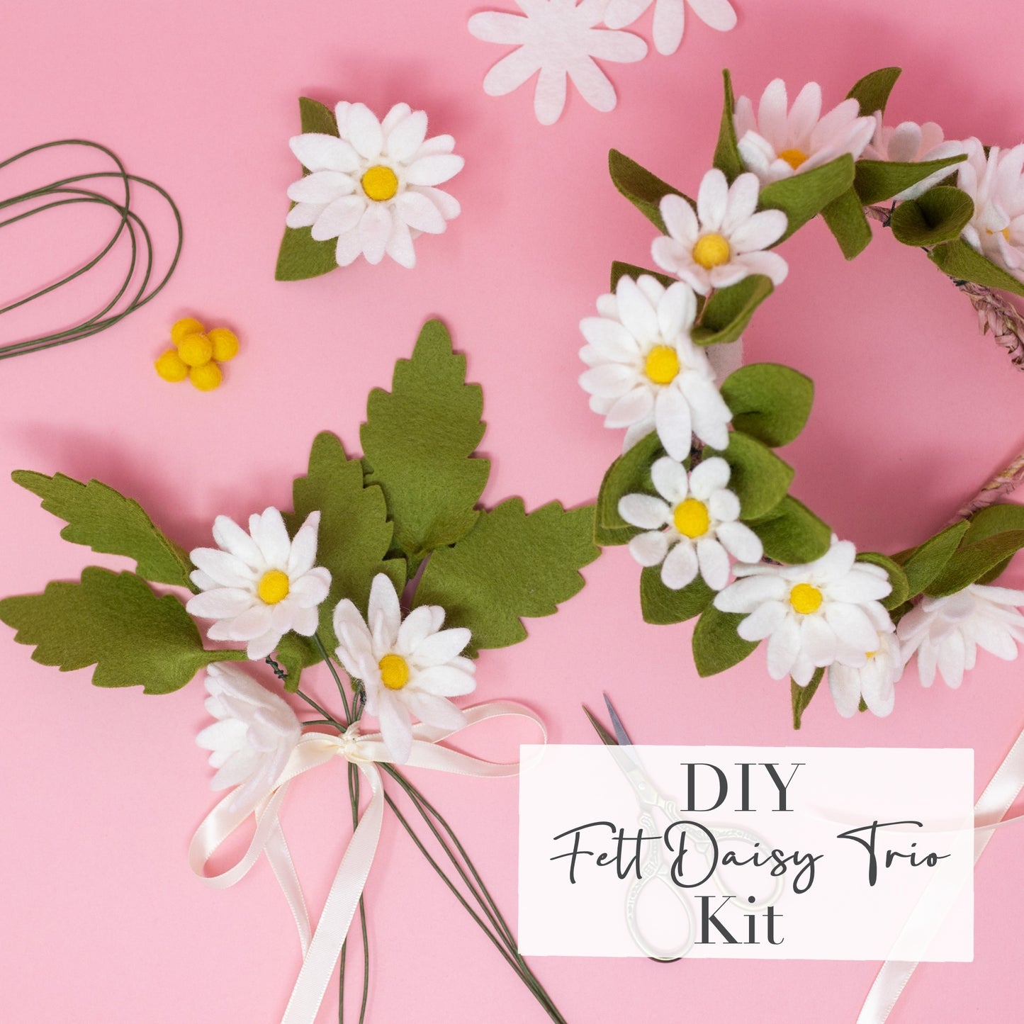 Felt Daisy Trio Flower DIY Kit