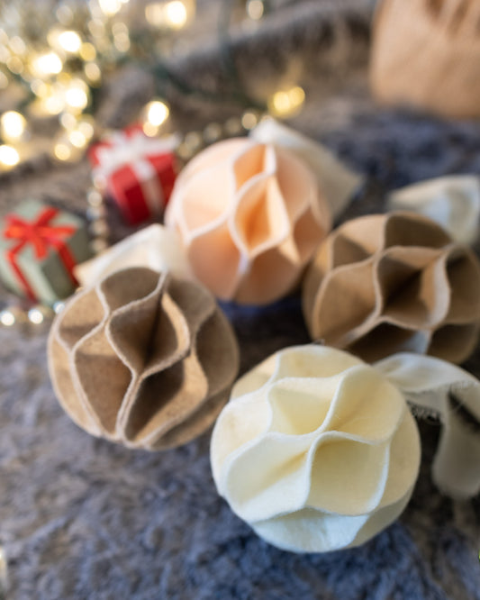 Neutral Honeycomb Ornament Set