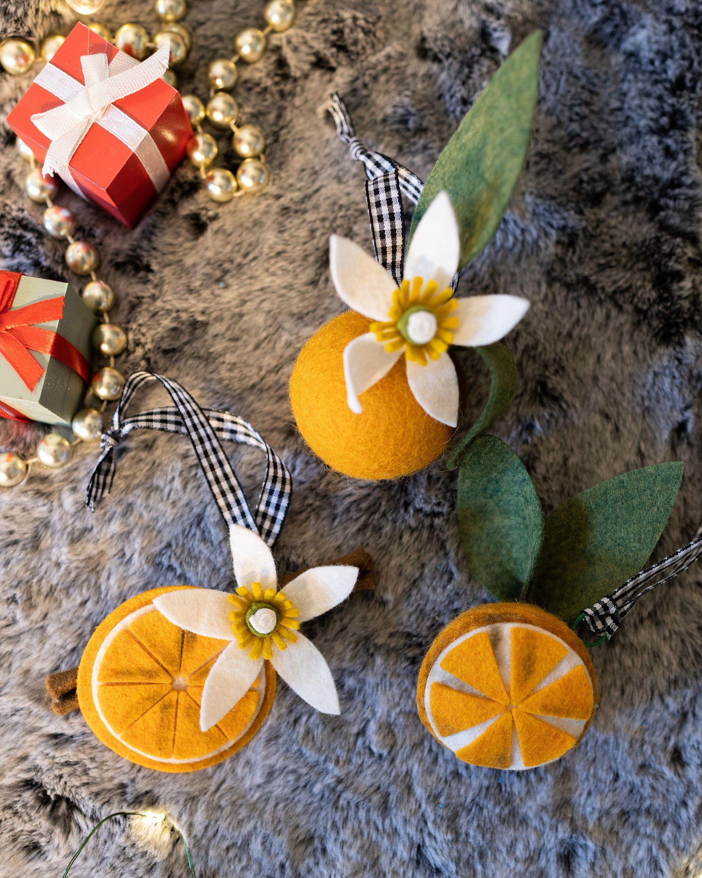 Orange Christmas Ornament Set