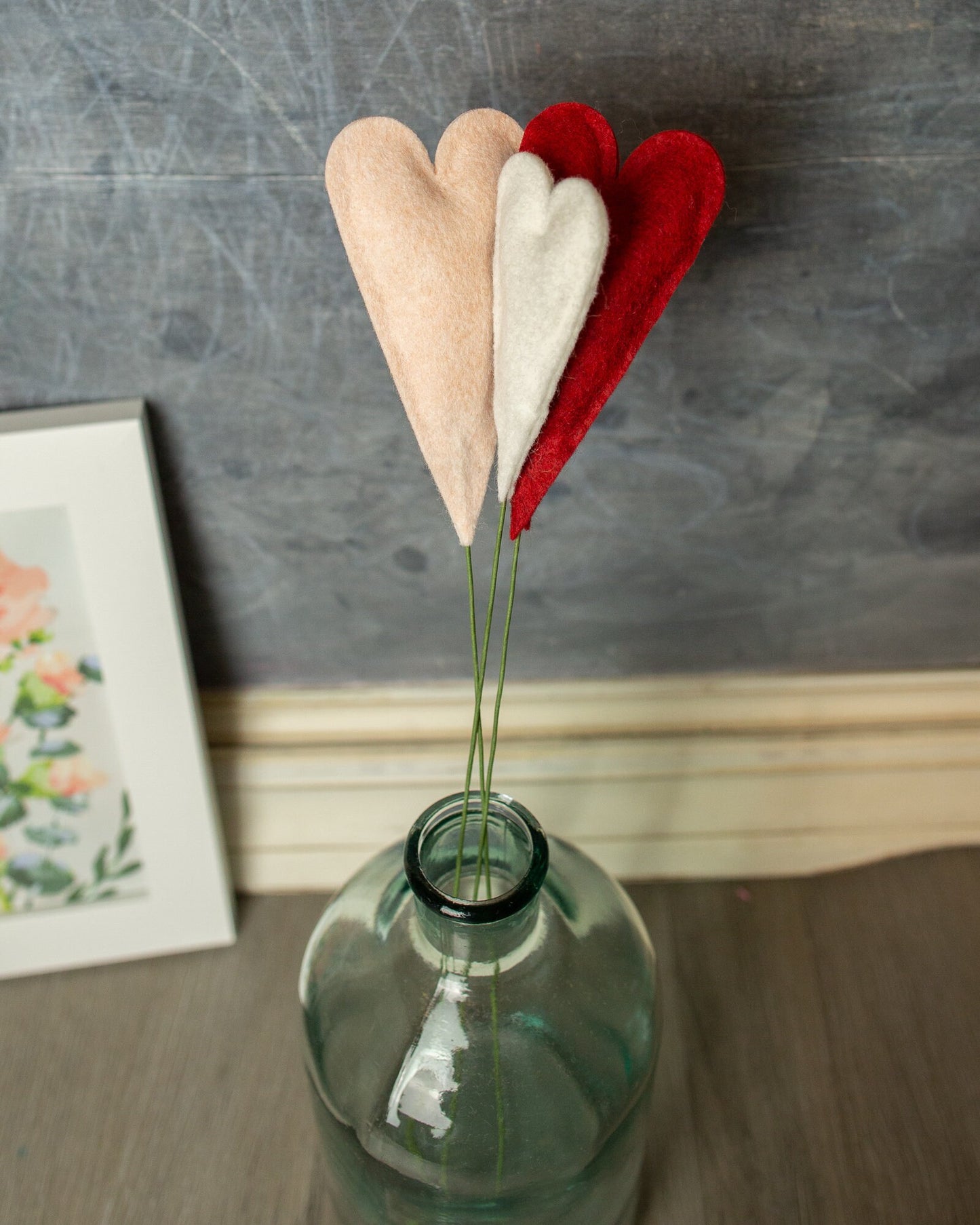 Valentines Day Heart Felt Flower Picks