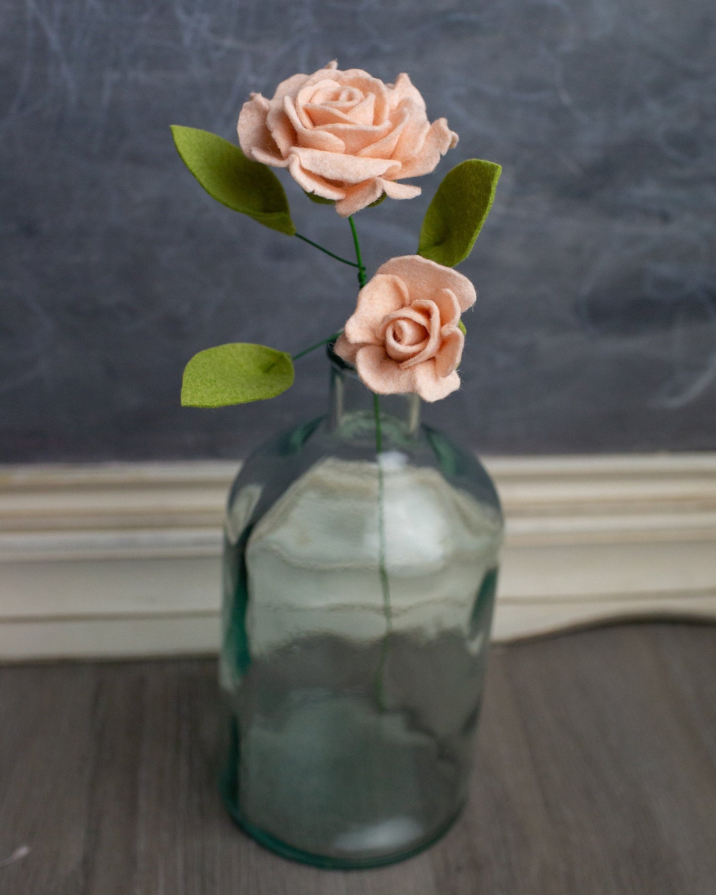 English Rose With Bud Felt Flower