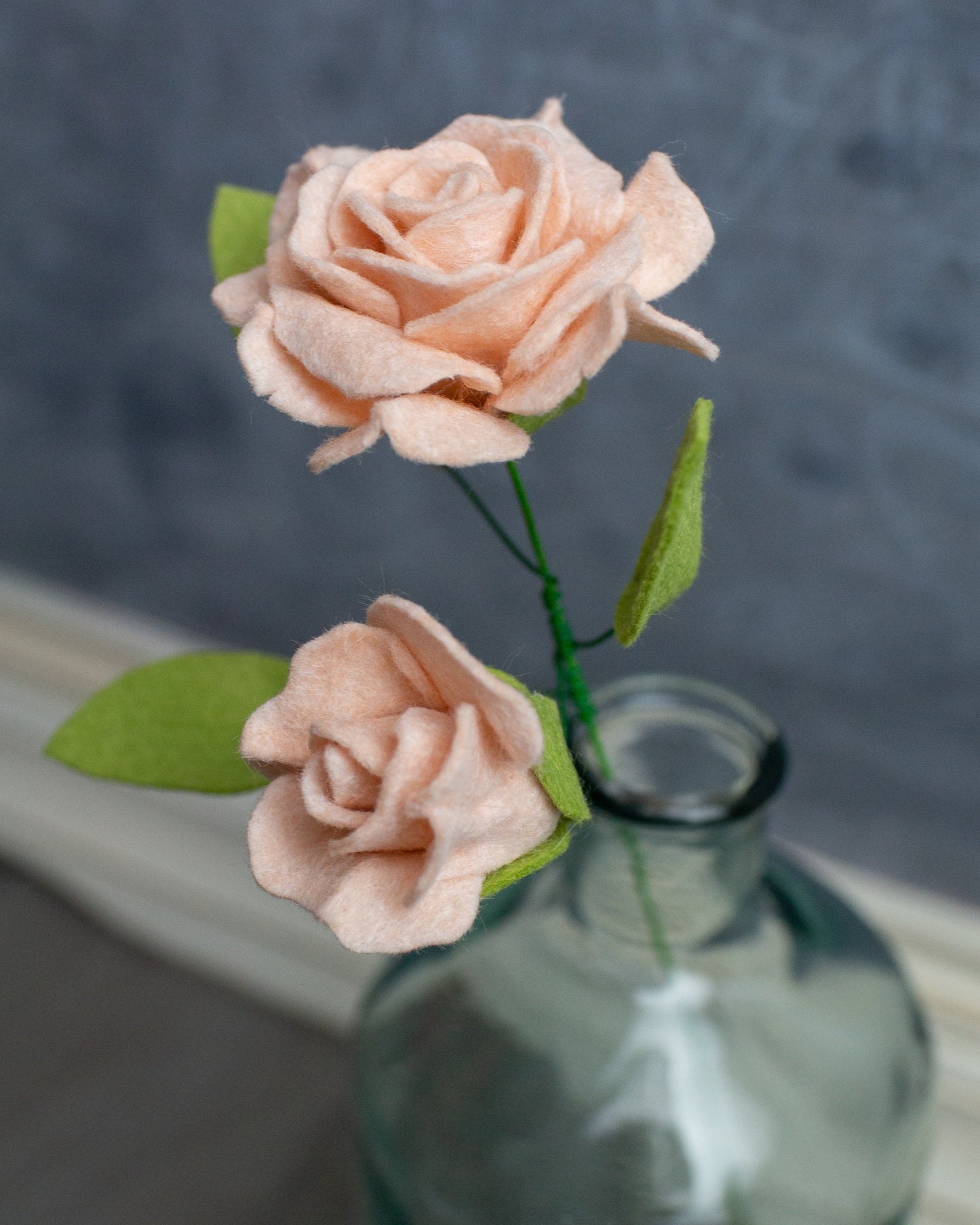 English Rose With Bud Felt Flower