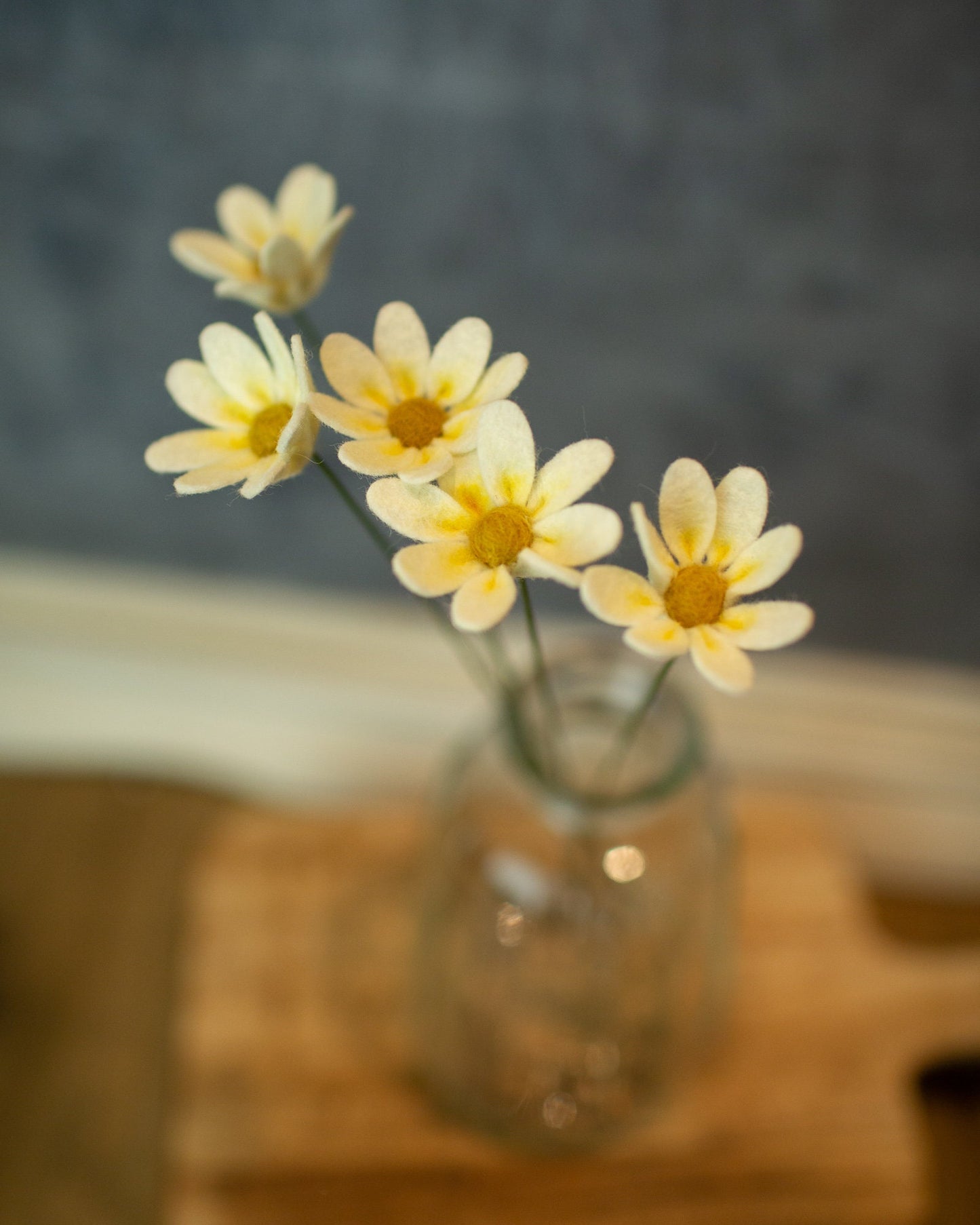 Mini Daisy Felt Flower Stem