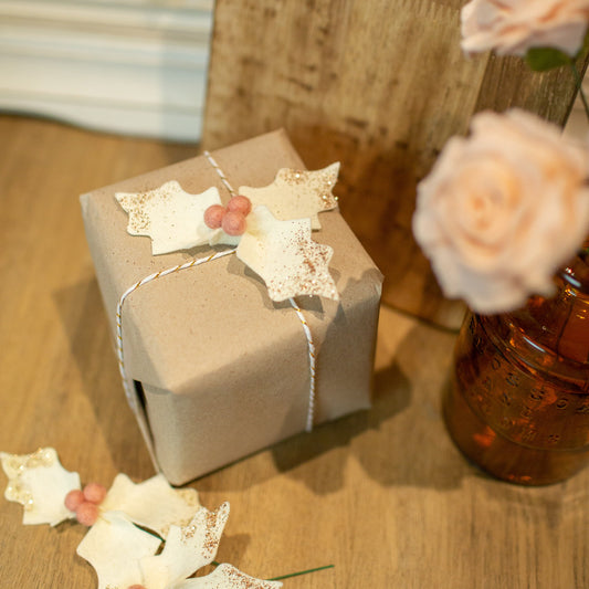 Ivory Holly Gift Accent