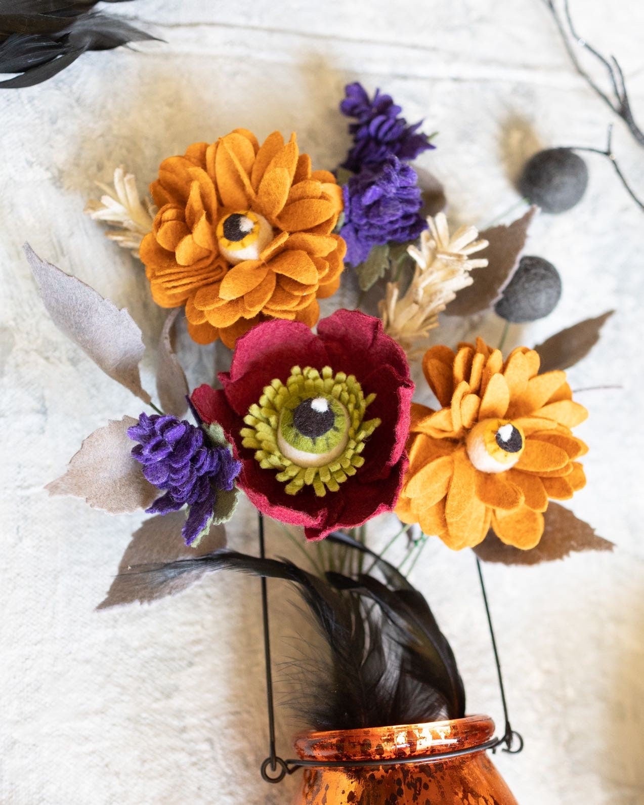 Halloween Flower Bouquet Flowers with Eyes