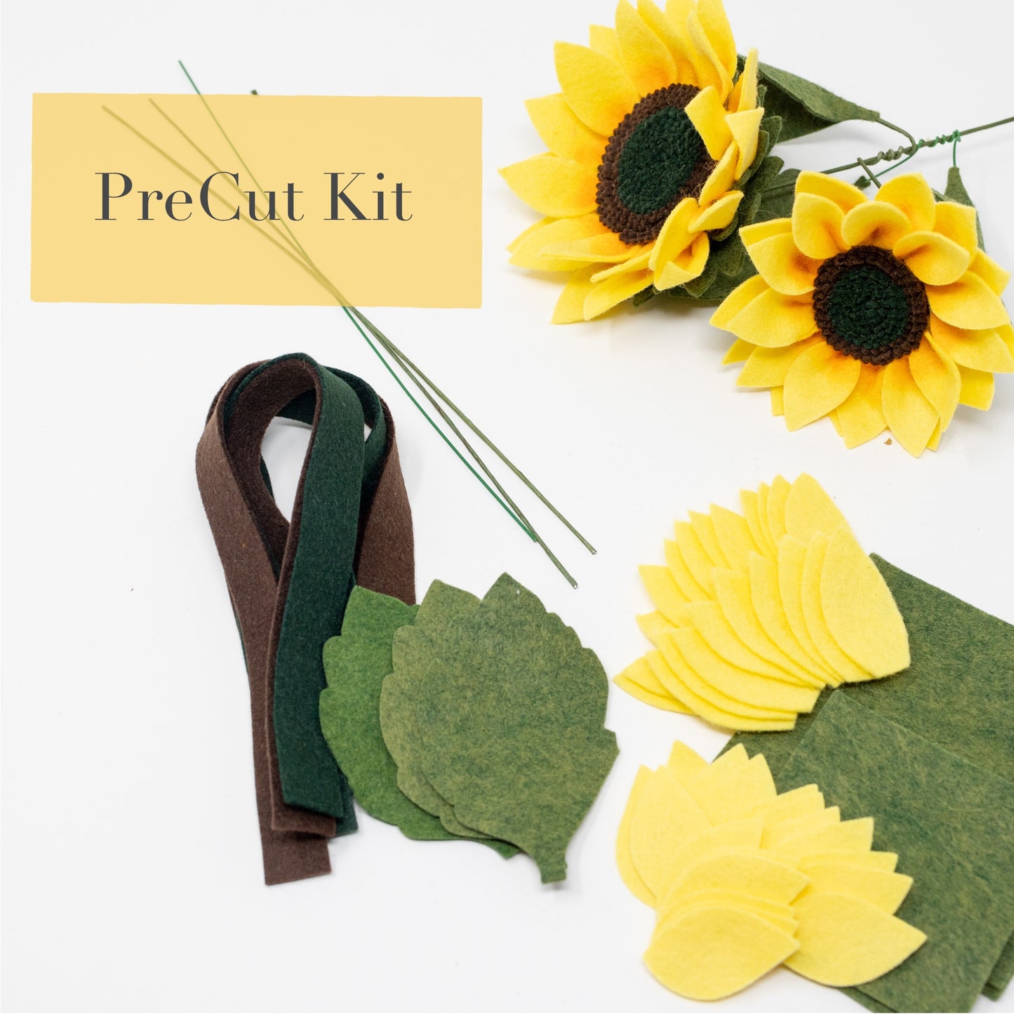 Sunflower and Bud Felt Flower DIY Kit